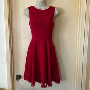 She and Sky red laser cut sleeveless mini size S